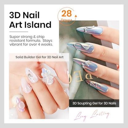 MIZHSE 30g 3D Gel Nail Art Kit - Clear Sculpting Builder Gel for Soak-Off UV/LED Nails, 2-Piece Set
