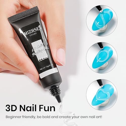 MIZHSE 30g 3D Gel Nail Art Kit - Clear Sculpting Builder Gel for Soak-Off UV/LED Nails, 2-Piece Set - görsel 12