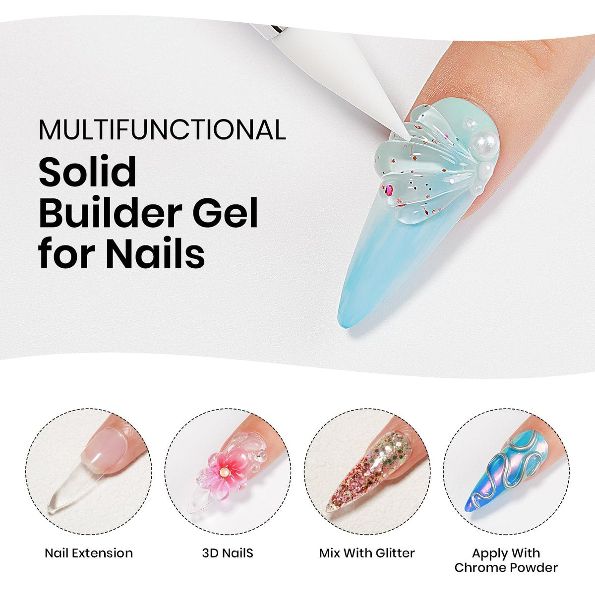 MIZHSE 30g 3D Gel Nail Art Kit - Clear Sculpting Builder Gel for Soak-Off UV/LED Nails, 2-Piece Set - görsel 3