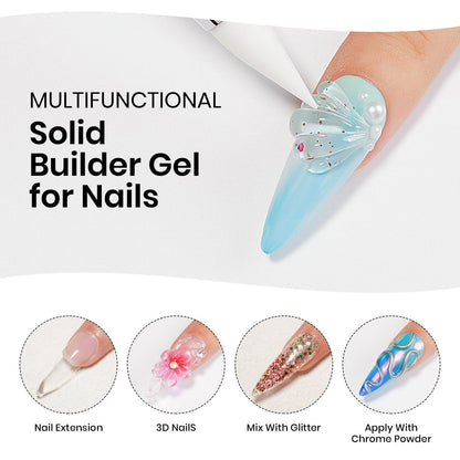 MIZHSE 30g 3D Gel Nail Art Kit - Clear Sculpting Builder Gel for Soak-Off UV/LED Nails, 2-Piece Set