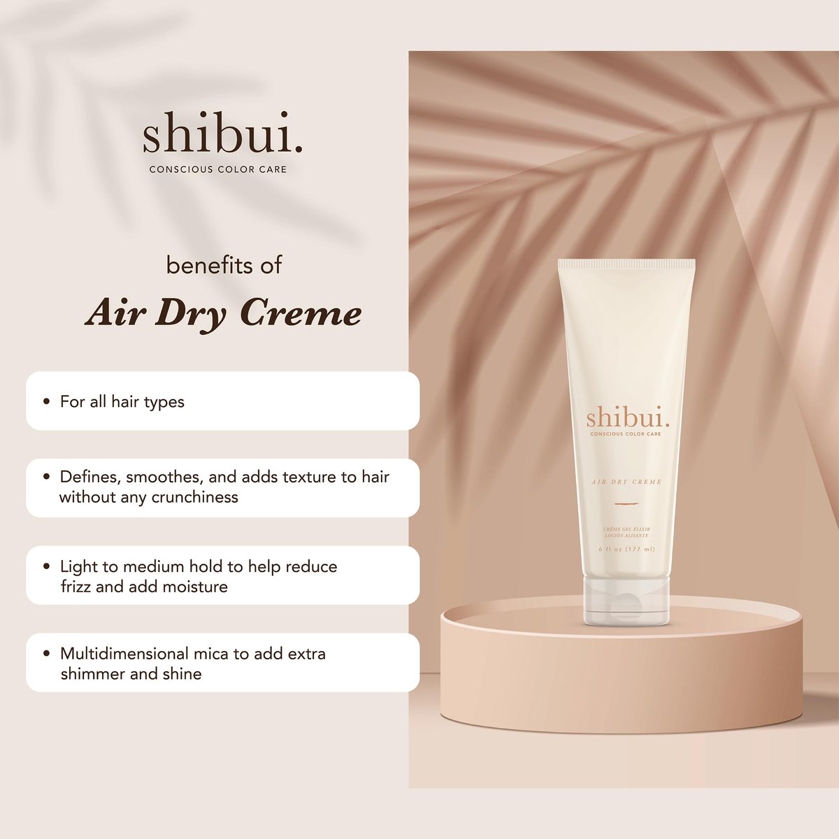 Shibui Air Dry Creme - Tames Frizz, Nourishes, Enhances Shine & Texture - Vegan & Sulfate-Free, 6 oz Avelisse