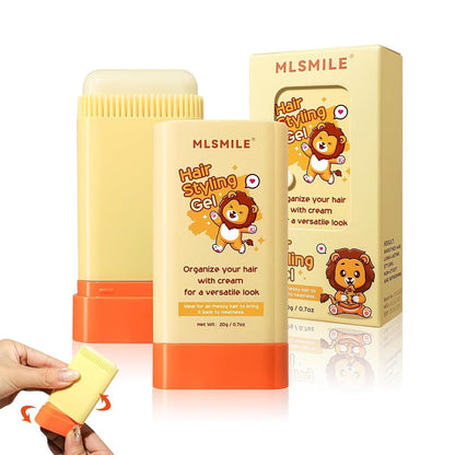 MINXUEYEN Kids Hair Styling Gel - Natural Hair Wax Stick with Built-in Comb, 0.71 oz Clear Non-Greasy Finishing Stick for Easy Styling