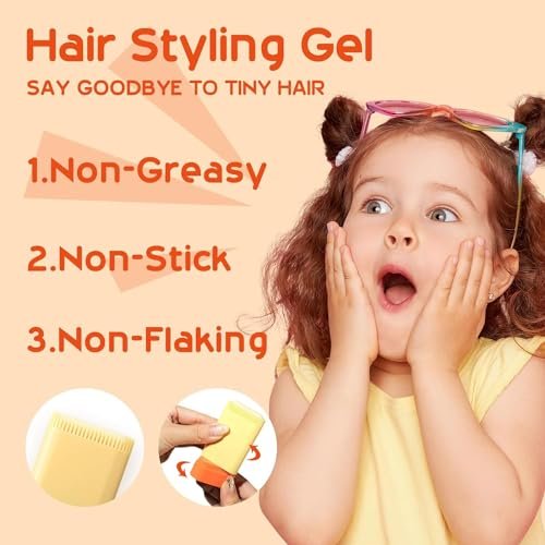 MINXUEYEN Kids Hair Styling Gel - Natural Hair Wax Stick with Built-in Comb, 0.71 oz Clear Non-Greasy Finishing Stick for Easy Styling - görsel 8