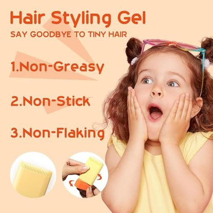 MINXUEYEN Kids Hair Styling Gel - Natural Hair Wax Stick with Built-in Comb, 0.71 oz Clear Non-Greasy Finishing Stick for Easy Styling