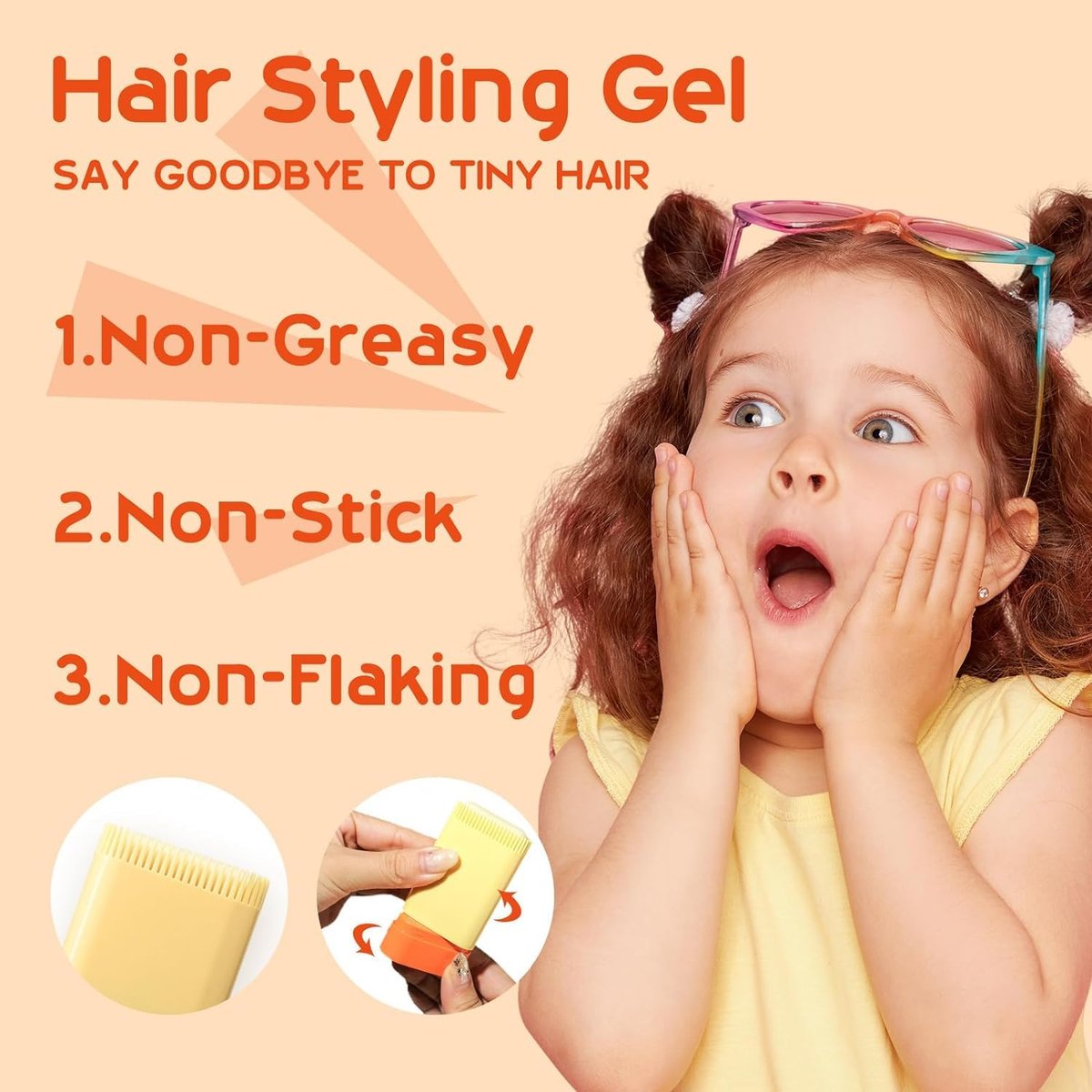 MINXUEYEN Kids Hair Styling Gel - Natural Hair Wax Stick with Built-in Comb, 0.71 oz Clear Non-Greasy Finishing Stick for Easy Styling - görsel 7