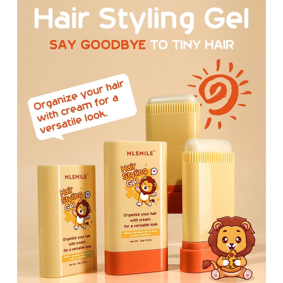 MINXUEYEN Kids Hair Styling Gel - Natural Hair Wax Stick with Built-in Comb, 0.71 oz Clear Non-Greasy Finishing Stick for Easy Styling - görsel 3