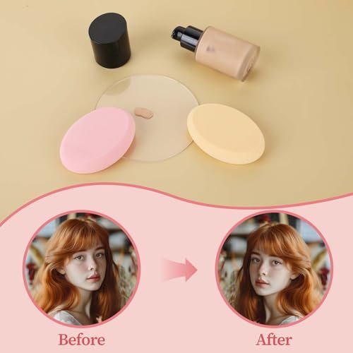 2 Pack Oval Puff Egg Foundation Sponge - Professional Makeup Sponges for Flawless Foundation, Blush, and Concealer Application (Skin Tone and Pink) - görsel 10