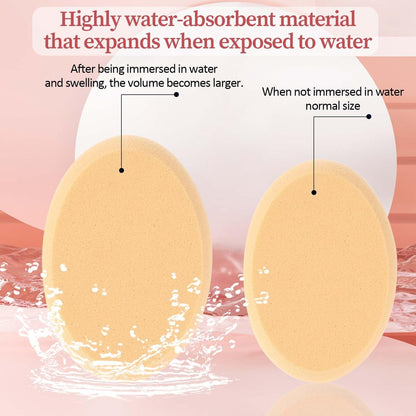 2 Pack Oval Puff Egg Foundation Sponge - Professional Makeup Sponges for Flawless Foundation, Blush, and Concealer Application (Skin Tone and Pink)