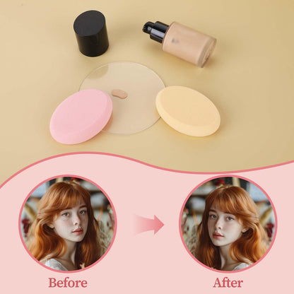2 Pack Oval Puff Egg Foundation Sponge - Professional Makeup Sponges for Flawless Foundation, Blush, and Concealer Application (Skin Tone and Pink)