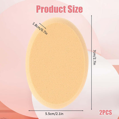 2 Pack Oval Puff Egg Foundation Sponge - Professional Makeup Sponges for Flawless Foundation, Blush, and Concealer Application (Skin Tone and Pink)