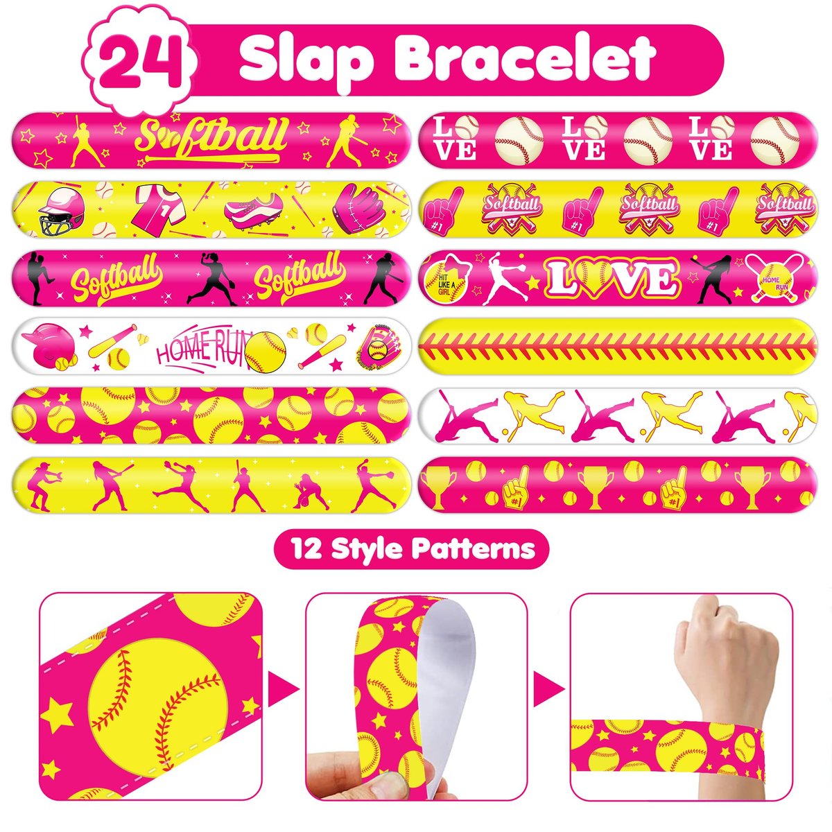Cherisnowy 72-Piece Softball Party Set: Temporary Tattoos & Slap Bracelets for Sports-Themed Birthday, Baby Shower, Classroom Rewards, and Party Decor for Kids - görsel 13