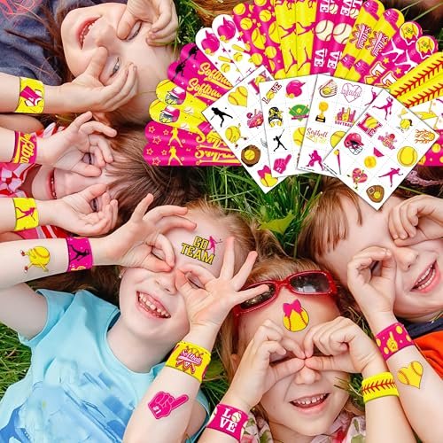 Cherisnowy 72-Piece Softball Party Set: Temporary Tattoos & Slap Bracelets for Sports-Themed Birthday, Baby Shower, Classroom Rewards, and Party Decor for Kids - görsel 16
