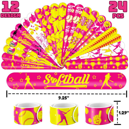 Cherisnowy 72-Piece Softball Party Set: Temporary Tattoos & Slap Bracelets for Sports-Themed Birthday, Baby Shower, Classroom Rewards, and Party Decor for Kids