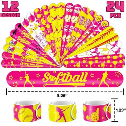 Cherisnowy 72-Piece Softball Party Set: Temporary Tattoos & Slap Bracelets for Sports-Themed Birthday, Baby Shower, Classroom Rewards, and Party Decor for Kids
