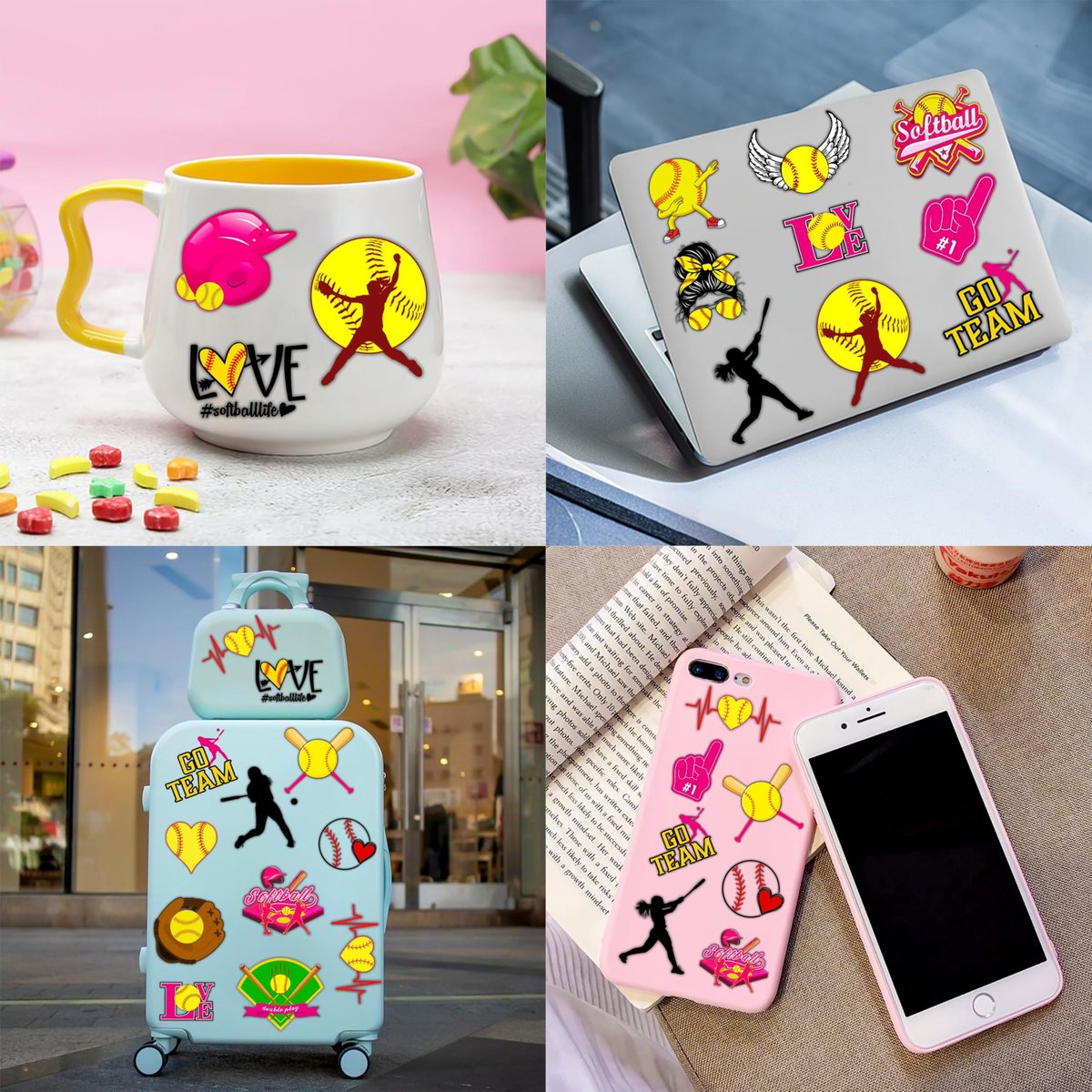 Cherisnowy 72-Piece Softball Party Set: Temporary Tattoos & Slap Bracelets for Sports-Themed Birthday, Baby Shower, Classroom Rewards, and Party Decor for Kids - görsel 17