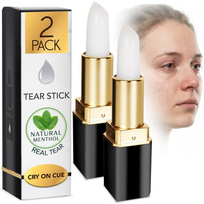 Professional Tear Stick for Actors (2 Pack) – Natural Menthol Formula for Real Tears, Wet Eyes – Ideal for Auditions, Theater, Film & TV Avelisse