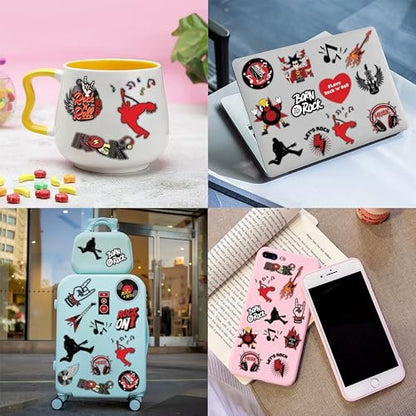 Cherisnowy 72-Piece Rock and Roll Party Set: 48 Temporary Tattoos & 24 Slap Bracelets for Music-Themed Birthdays, Baby Showers, Classroom Rewards, and Party Decor