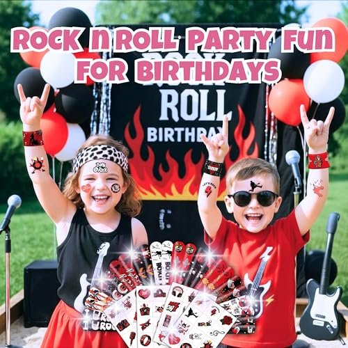 Cherisnowy 72-Piece Rock and Roll Party Set: 48 Temporary Tattoos & 24 Slap Bracelets for Music-Themed Birthdays, Baby Showers, Classroom Rewards, and Party Decor - görsel 4