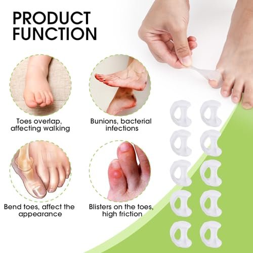 10PCS Gel Toe Separator - Pinky Toe Spacers & Little Toe Cushions for Bunion Corrector, Overlapping Toes, Blisters & Corns Relief Avelisse
