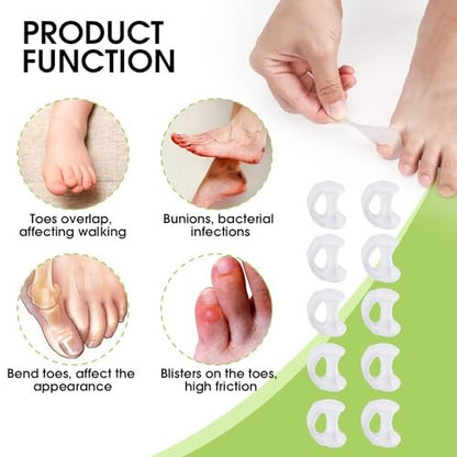 10PCS Gel Toe Separator - Pinky Toe Spacers & Little Toe Cushions for Bunion Corrector, Overlapping Toes, Blisters & Corns Relief Avelisse