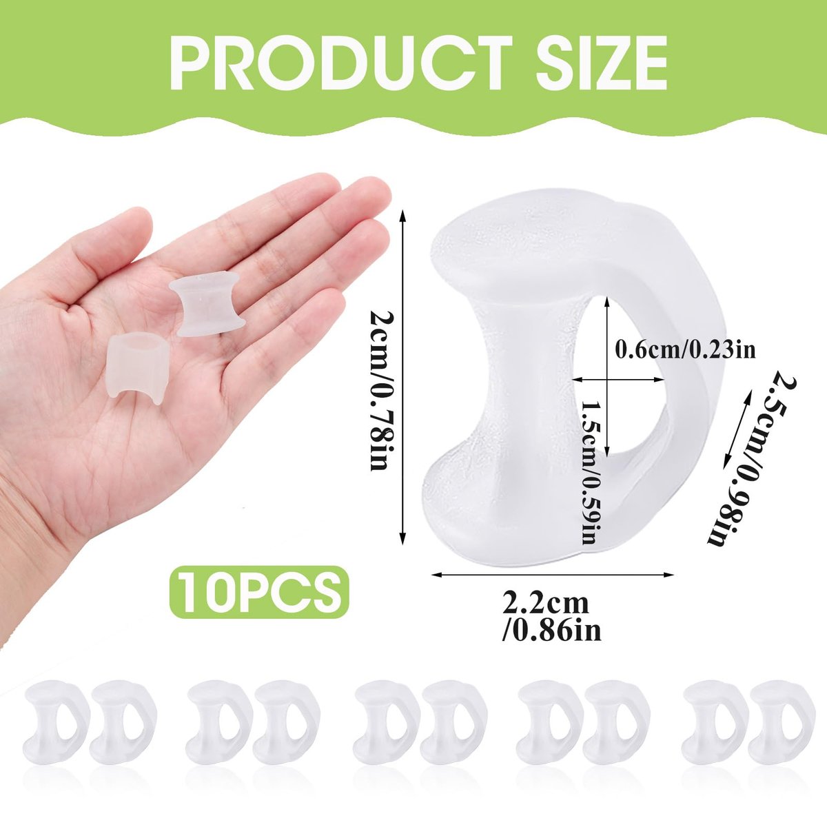 10PCS Gel Toe Separator - Pinky Toe Spacers & Little Toe Cushions for Bunion Corrector, Overlapping Toes, Blisters & Corns Relief Avelisse