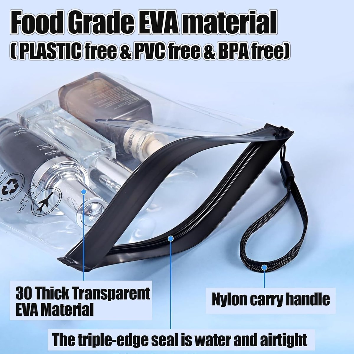 5-Pack TSA Approved Quart Size Toiletry Bag – Clear Travel Bags for EU, UK & US Carry-On Regulations, Waterproof & Leakproof - görsel 5