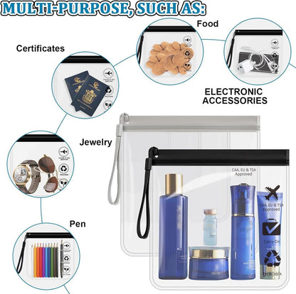 5-Pack TSA Approved Quart Size Toiletry Bag – Clear Travel Bags for EU, UK & US Carry-On Regulations, Waterproof & Leakproof