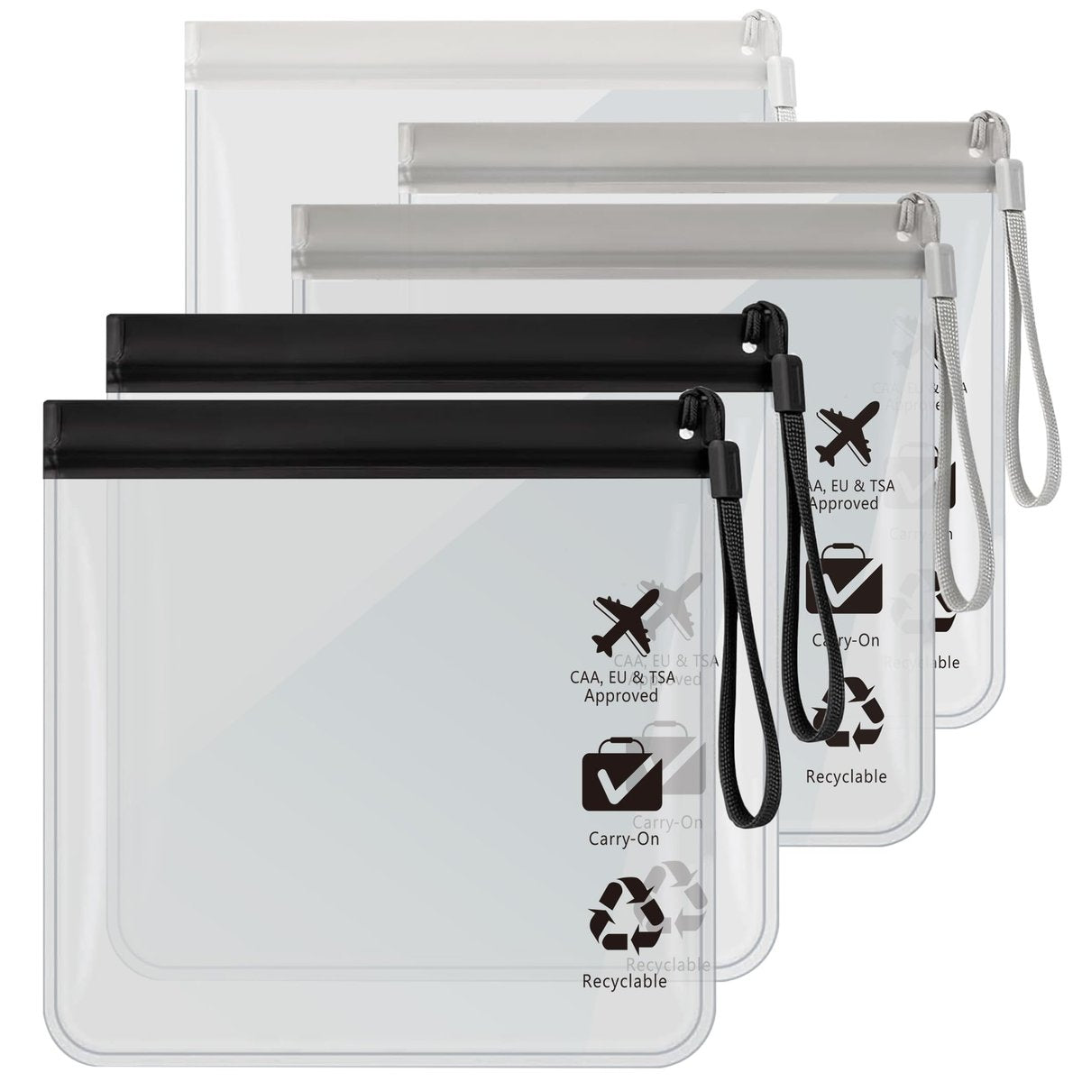 5-Pack TSA Approved Quart Size Toiletry Bag – Clear Travel Bags for EU, UK & US Carry-On Regulations, Waterproof & Leakproof - görsel 1