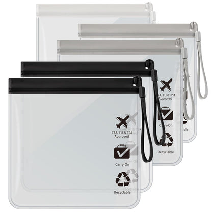 5-Pack TSA Approved Quart Size Toiletry Bag – Clear Travel Bags for EU, UK & US Carry-On Regulations, Waterproof & Leakproof