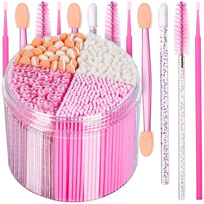 Teenitor 310PCS Disposable Makeup Applicators Kit - Mascara Wands, Lash Spoolies, Eyeshadow & Lip Applicators, Microswabs, Makeup Artist Kit Essentials with Pink Box