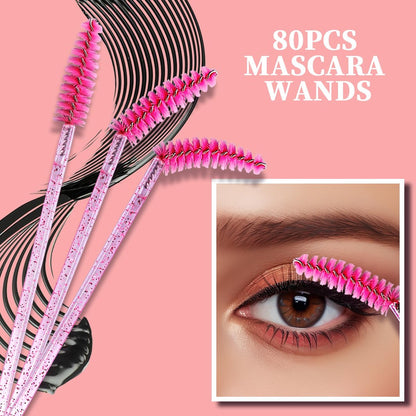 Teenitor 310PCS Disposable Makeup Applicators Kit - Mascara Wands, Lash Spoolies, Eyeshadow & Lip Applicators, Microswabs, Makeup Artist Kit Essentials with Pink Box