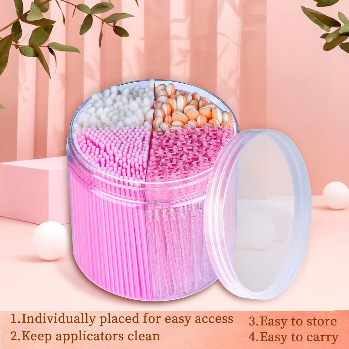 Teenitor 310PCS Disposable Makeup Applicators Kit - Mascara Wands, Lash Spoolies, Eyeshadow & Lip Applicators, Microswabs, Makeup Artist Kit Essentials with Pink Box - görsel 15