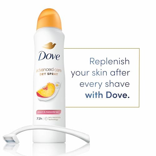 Dove Advanced Care Antiperspirant Deodorant Dry Spray, Peach & Chamomile Tea, 3.8 oz (Pack of 3), 72-Hour Odor Control & All-Day Sweat Protection with ProCeramide Technology Avelisse