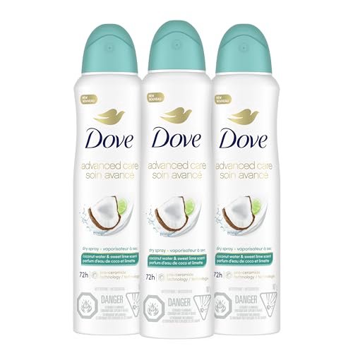 Dove Antiperspirant Deodorant Dry Spray Coconut Water & Lime, 3.8 oz (Pack of 3) – 48-Hour Sweat & Odor Protection with Pro Ceramide Technology Avelisse