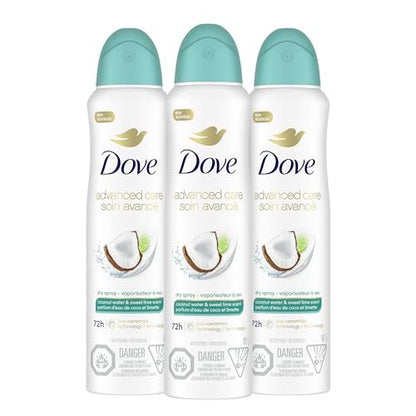 Dove Antiperspirant Deodorant Dry Spray Coconut Water & Lime, 3.8 oz (Pack of 3) – 48-Hour Sweat & Odor Protection with Pro Ceramide Technology Avelisse