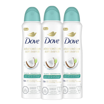 Dove Antiperspirant Deodorant Dry Spray Coconut Water & Lime, 3.8 oz (Pack of 3) – 48-Hour Sweat & Odor Protection with Pro Ceramide Technology Avelisse