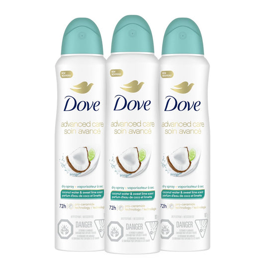 Dove Antiperspirant Deodorant Dry Spray Coconut Water & Lime, 3.8 oz (Pack of 3) – 48-Hour Sweat & Odor Protection with Pro Ceramide Technology Avelisse