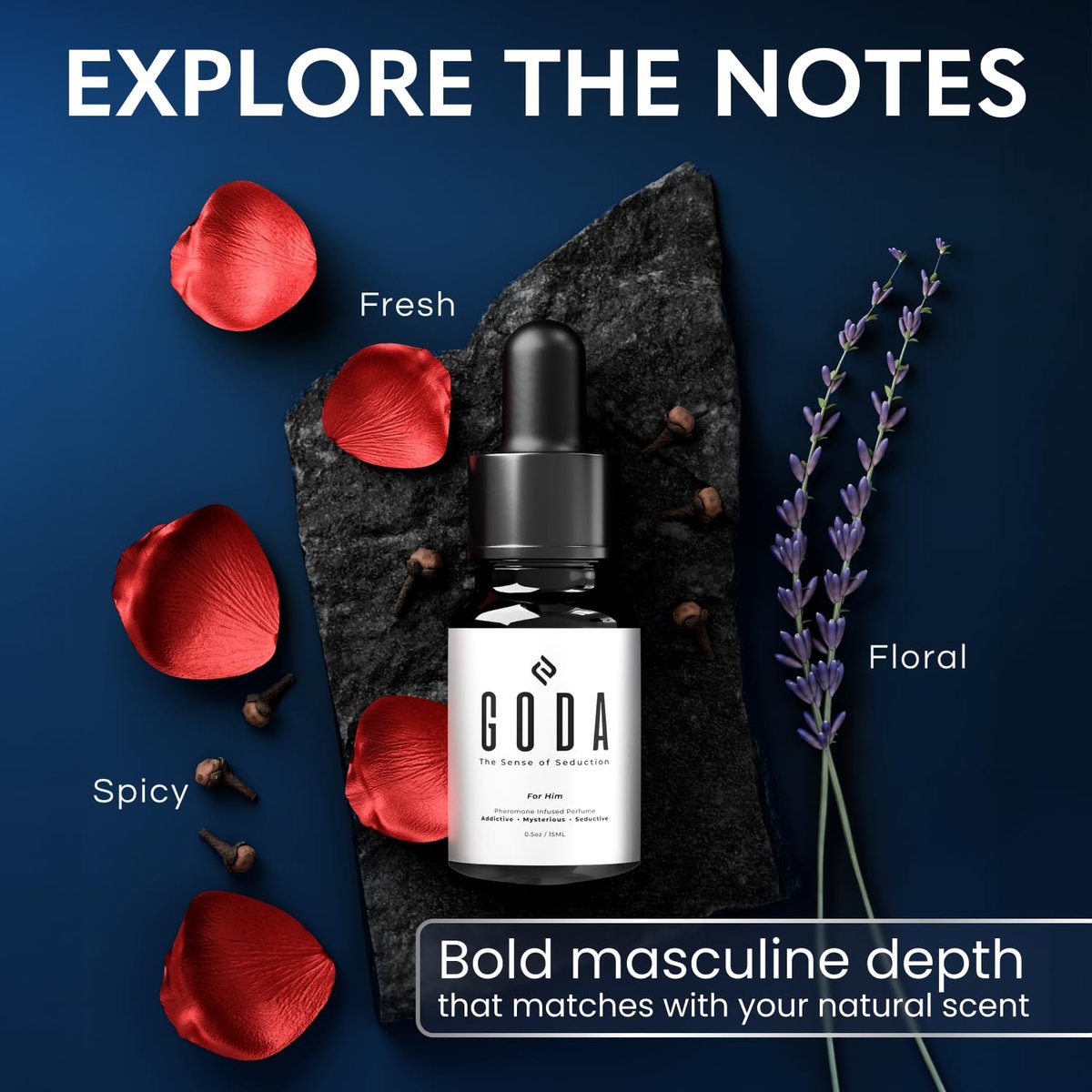 GODA Pheromones Cologne for Men – Citrus & Lavender Scented Attraction Fragrance, 15ml/0.50 fl oz Avelisse