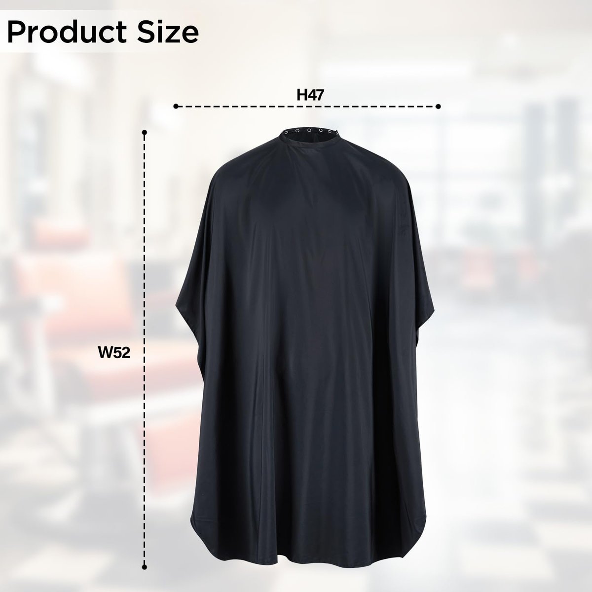 llezza Professional Salon Hair Cutting Cape - Waterproof Barber Cape for Men & Women, Adjustable Snap Button, 52" x 47" (Black) - görsel 3