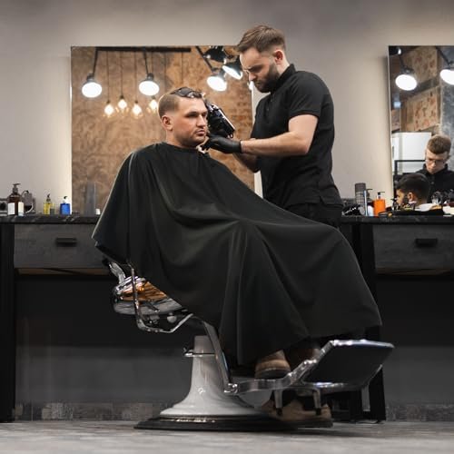 llezza Professional Salon Hair Cutting Cape - Waterproof Barber Cape for Men & Women, Adjustable Snap Button, 52" x 47" (Black) - görsel 12