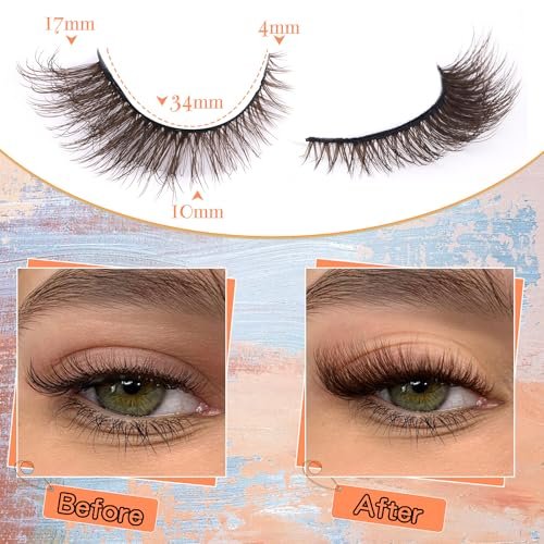 Zegaine Natural Look Dark Brown Wispy Cat Eye False Eyelashes - 9 Pairs Faux Mink Lashes for Everyday Wear Avelisse