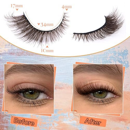 Zegaine Natural Look Dark Brown Wispy Cat Eye False Eyelashes - 9 Pairs Faux Mink Lashes for Everyday Wear Avelisse