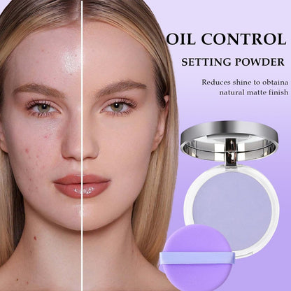 Lavend Jelly Pressed Setting Powder - Face Matte Setting Powder, Oil Control Pressed Matte Powder with Mini Powder Puff, Cruelty Free