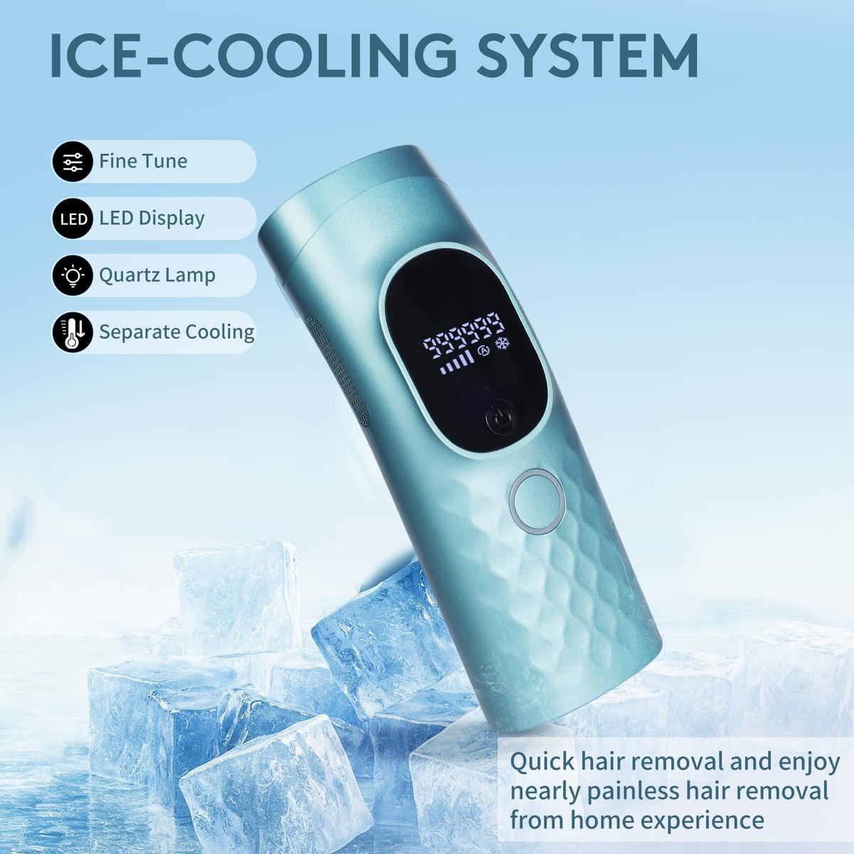 Permanent Painless Ice Cooling IPL Laser Hair Removal for Women and Men - 999,999 Flashes, Corded Device with Shaver and Goggles for Body and Face Avelisse