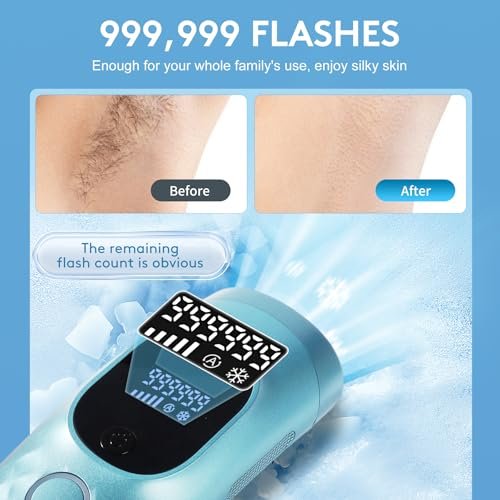 Permanent Painless Ice Cooling IPL Laser Hair Removal for Women and Men - 999,999 Flashes, Corded Device with Shaver and Goggles for Body and Face Avelisse