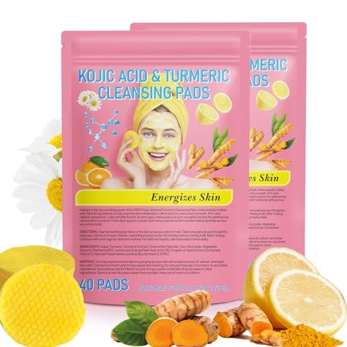 A r b c r n Turmeric Cleansing Pads with Kojic Acid - 80 Count for Acne Scars, Firming Skin, Deep Clean Pores - görsel 2