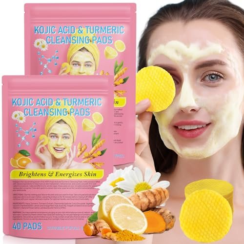 Turmeric Cleansing Pads 2 Pack - Kojic Acid & Turmeric Face and Body Pads for Excess Keratin Removal, 80 Count - görsel 1