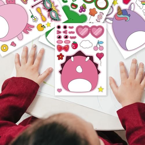 18-Pack Cartoon Make a Face Stickers - Mixed & Matched 6 Designs for Birthday Party Decorations & Favors - görsel 10