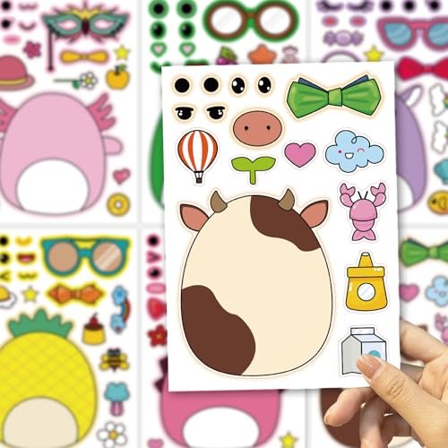 18-Pack Cartoon Make a Face Stickers - Mixed & Matched 6 Designs for Birthday Party Decorations & Favors - görsel 12