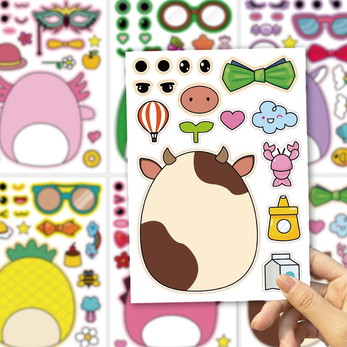 18-Pack Cartoon Make a Face Stickers - Mixed & Matched 6 Designs for Birthday Party Decorations & Favors - görsel 11